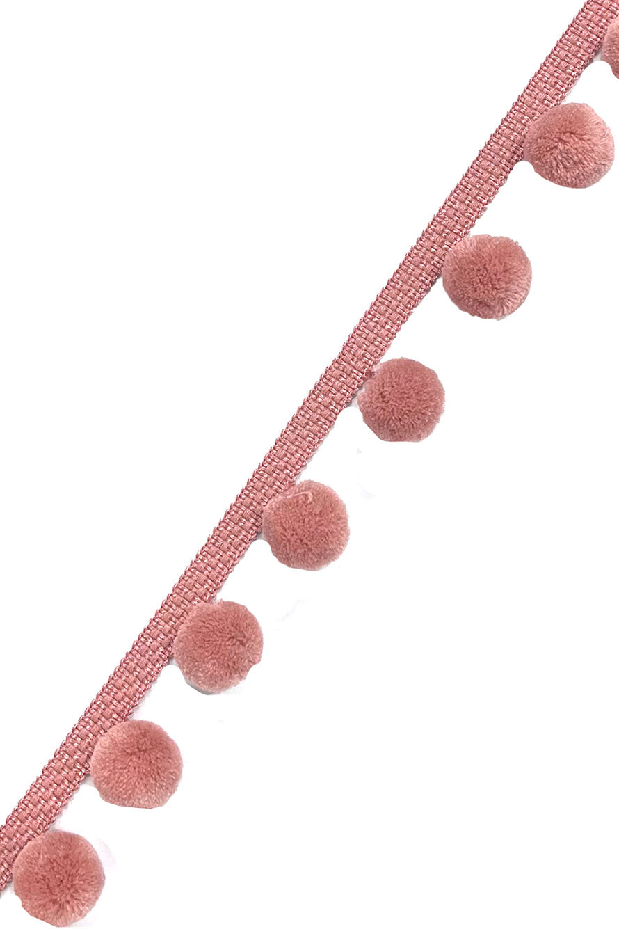 Filo Passamaneria Con Pom Pom E Frange – 18,3 Metri, Colore Misty Rose, Per Cucito E Decorazioni Fai-da-te