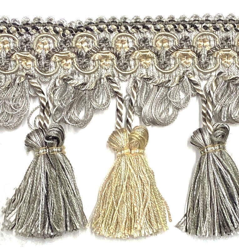 Beige & Taupe Tassel Fringe Trim 3.5 TF-5/3-4 Drapery / Upholstery / Home  Decor / by the Yard 